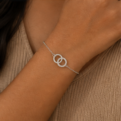 Eternity Link Bracelet - 925 Sterling Silver - on-model detail - Tarashya Jewels