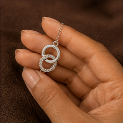 Eternity Link Bracelet - 925 Sterling Silver - hand-held scale view - Tarashya Jewels