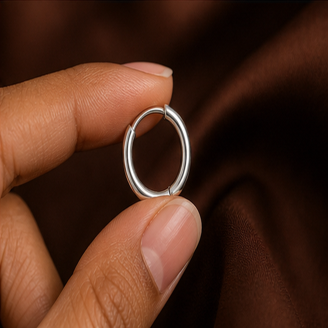 3 mm Small Hoop Earrings - 925 Sterling Silver - hand-held scale view - Tarashya Jewels