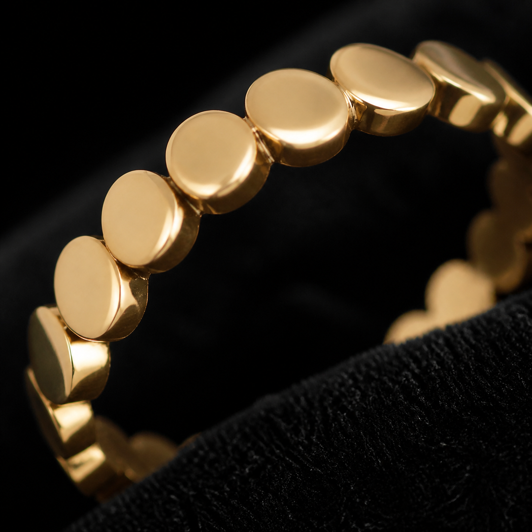 Gold-Plated Dot Stack Ring - Brass - close-up detail - Tarashya Jewels