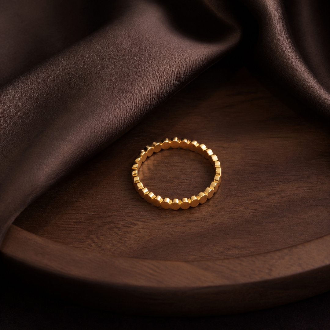 Gold-Plated Dot Stack Ring - Brass - flat lay - Tarashya Jewels