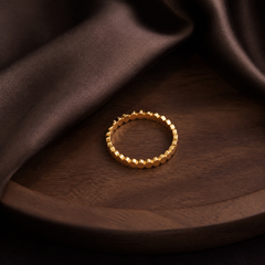 Gold-Plated Dot Stack Ring - Brass - flat lay - Tarashya Jewels