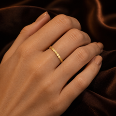 Gold-Plated Dot Stack Ring - Brass - hand-held scale view - Tarashya Jewels