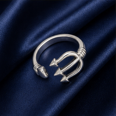 Trident Ring - 925 Sterling Silver - flat lay - Tarashya Jewels