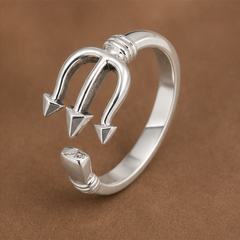 Trident Ring - 925 Sterling Silver - angled product view - Tarashya Jewels