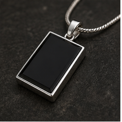 Black Pendant Necklace - Brass - angled product view - Tarashya Jewels