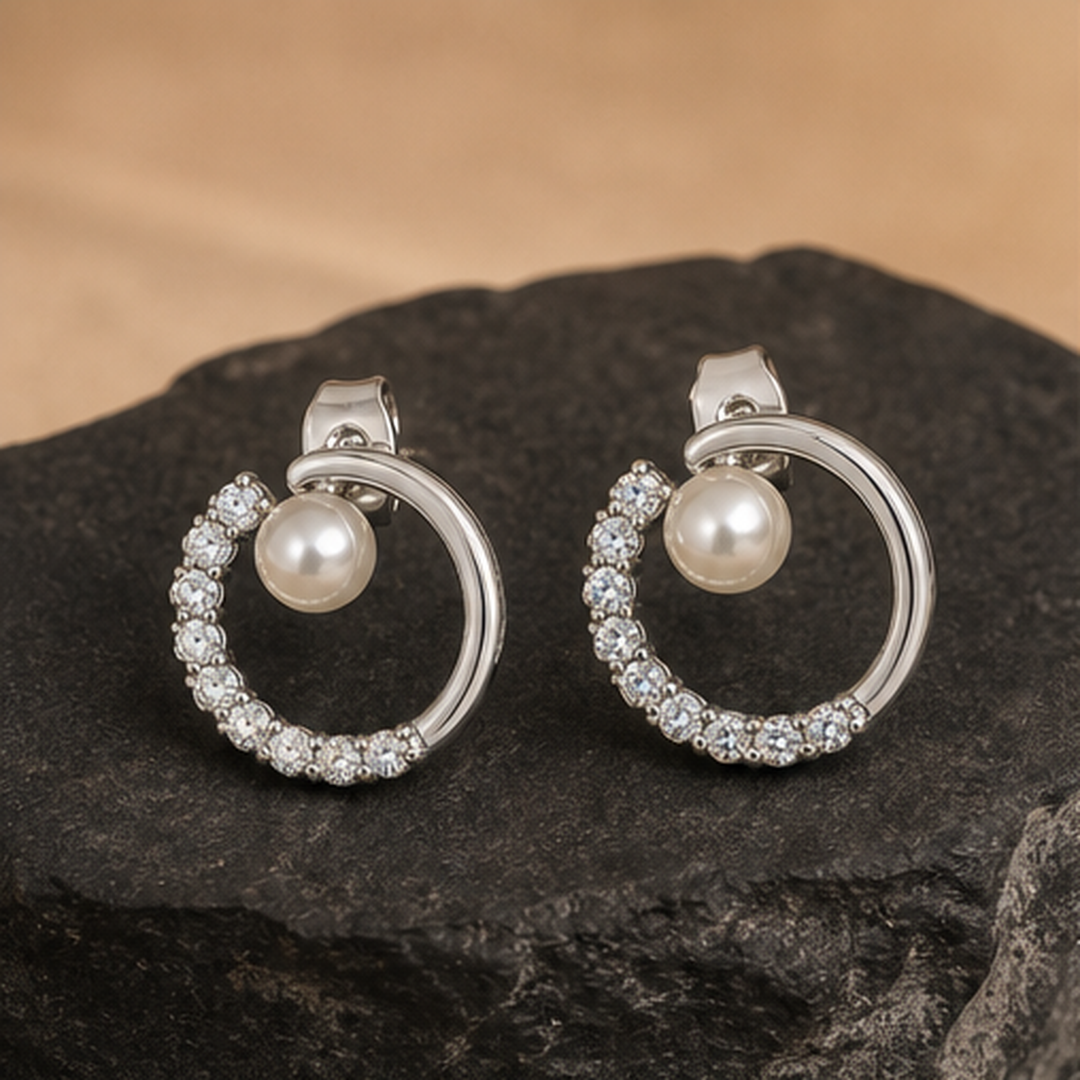 Dainty Pearl Earrings - 925 Sterling Silver - primary product image - Tarashya Jewels