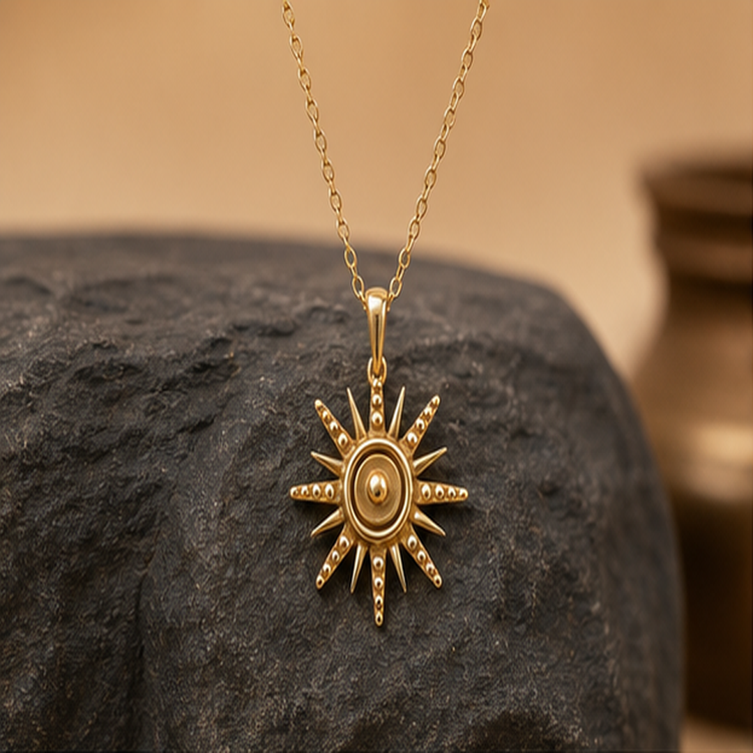Sun Pendant Necklace - Brass - primary product image - Tarashya Jewels