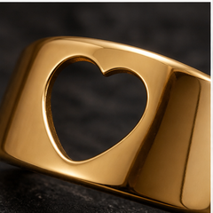 Open Heart Ring - Brass - close-up detail - Tarashya Jewels