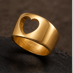 Open Heart Ring - Brass - angled product view - Tarashya Jewels