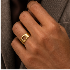 Open Heart Ring - Brass - on-model detail - Tarashya Jewels