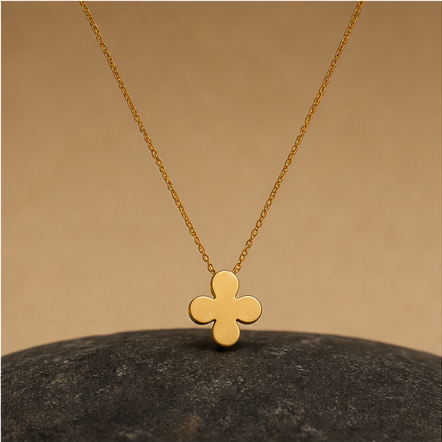 Four-Leaf Clover Necklace - Brass - primary product image - Tarashya Jewels