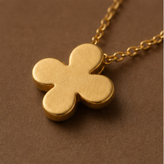 Four-Leaf Clover Necklace - Brass - angled product view - Tarashya Jewels
