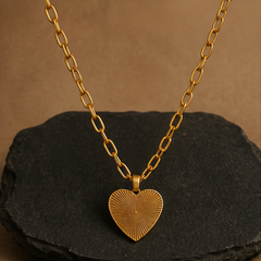 Heart Pendant Paperclip Necklace - Brass - primary product image - Tarashya Jewels
