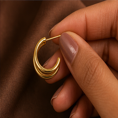 Fashion Hoop Earrings - Brass - hand-held scale view - Tarashya Jewels