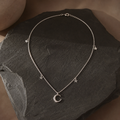 Star & Moon Necklace - 925 Sterling Silver - primary product image - Tarashya Jewels