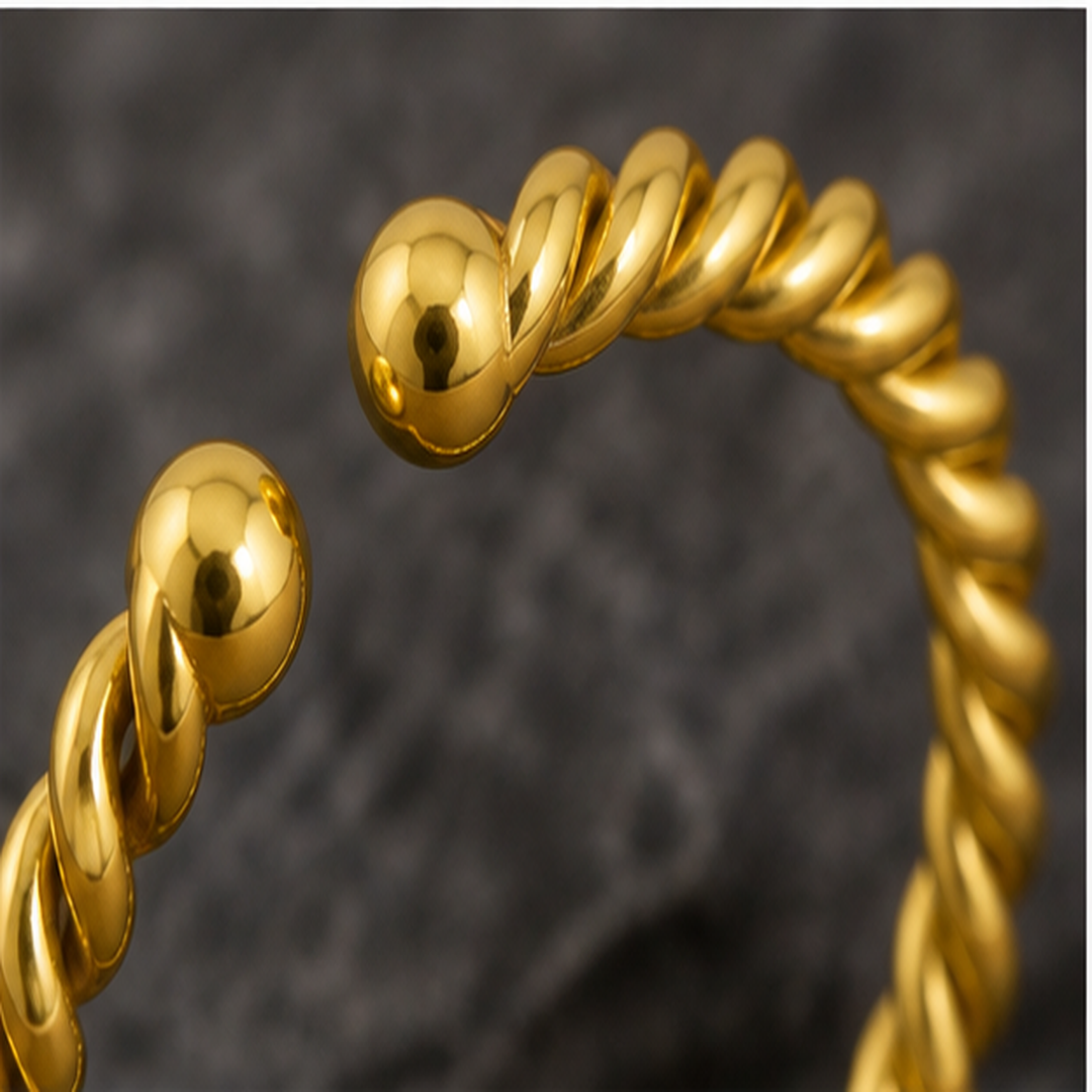 Adjustable Rope Ring - Brass - close-up detail - Tarashya Jewels