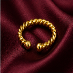 Adjustable Rope Ring - Brass - flat lay - Tarashya Jewels