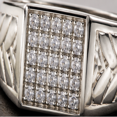 CZ Men's Ring - 925 Sterling Silver - close-up detail - Tarashya Jewels