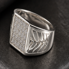 CZ Men's Ring - 925 Sterling Silver - angled product view - Tarashya Jewels