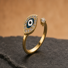 Evil Eye Adjustable Ring - Brass - primary product image - Tarashya Jewels