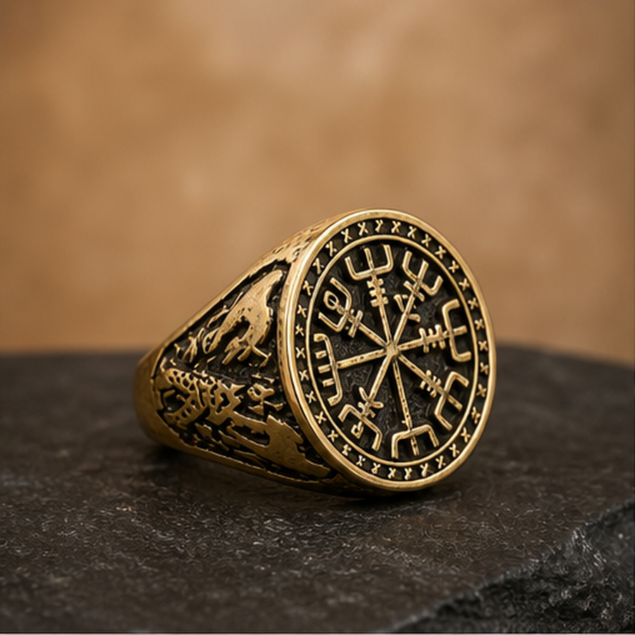Vegvisir Viking Ring - Brass - primary product image - Tarashya Jewels