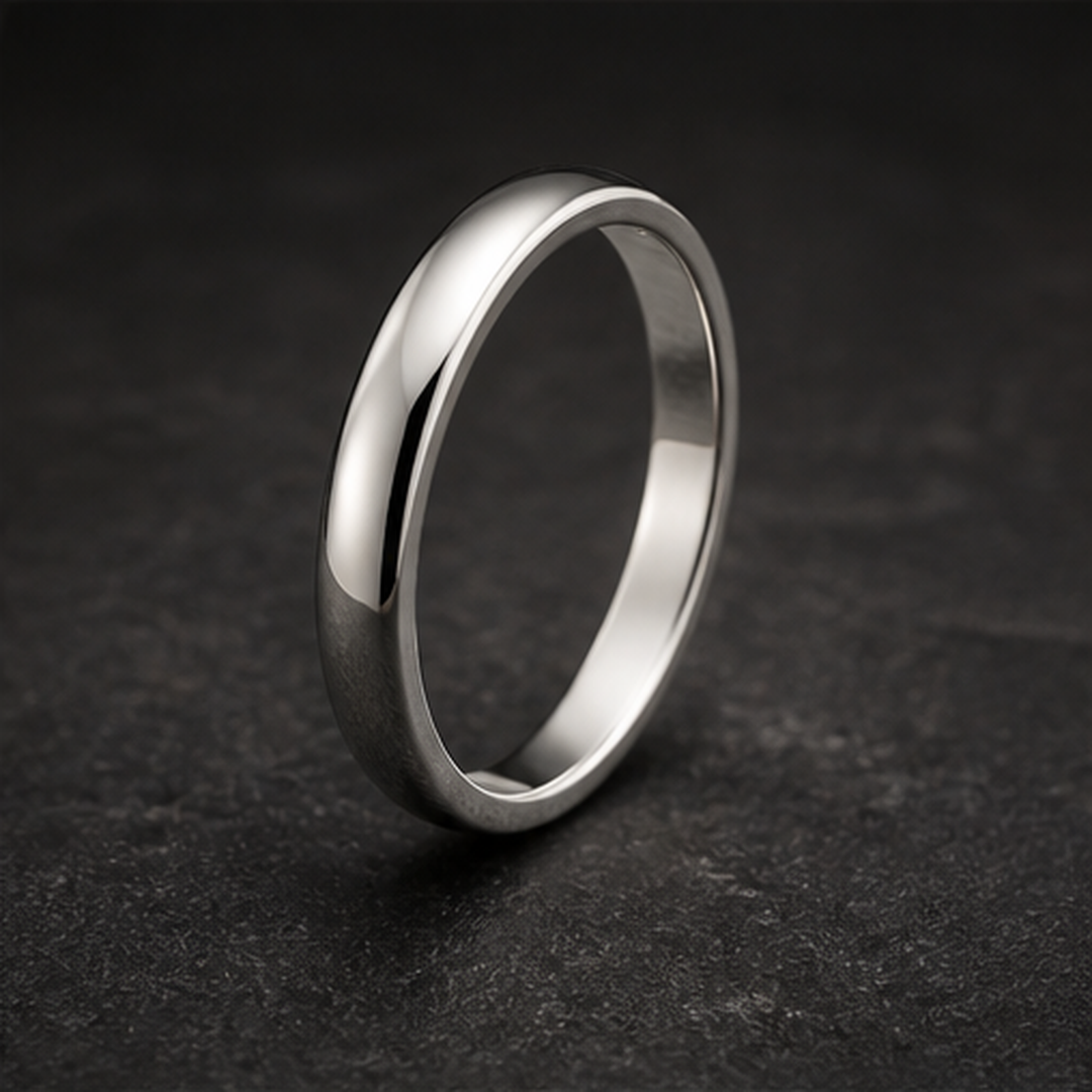 Plain Band Ring - 925 Sterling Silver - angled product view - Tarashya Jewels