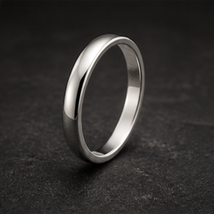 Plain Band Ring - 925 Sterling Silver - angled product view - Tarashya Jewels