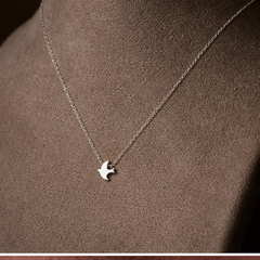 Dainty Bird Necklace - 925 Sterling Silver - angled product view - Tarashya Jewels