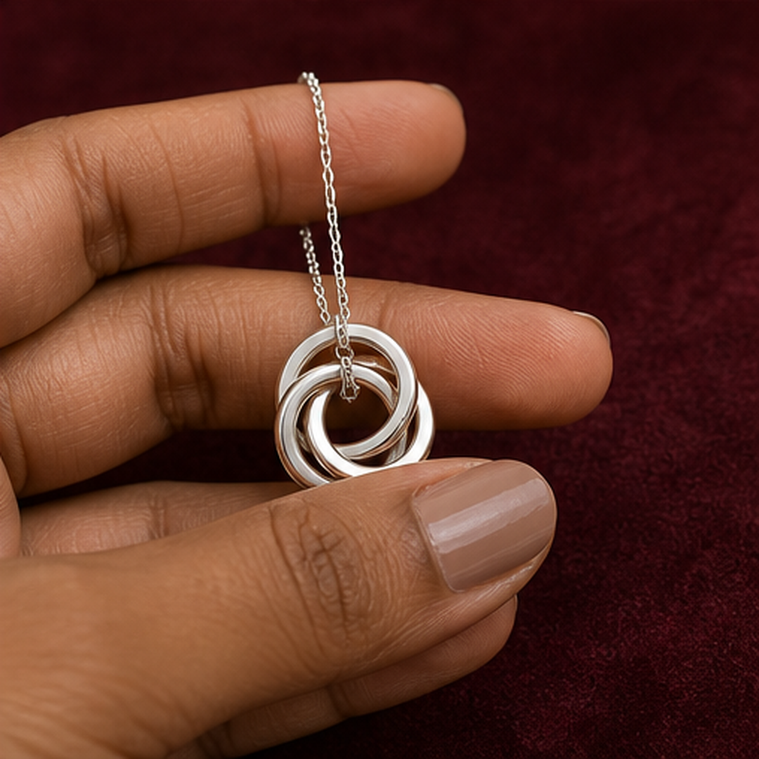 Custom Family Name Link Necklace - 925 Sterling Silver - hand-held scale view - Tarashya Jewels