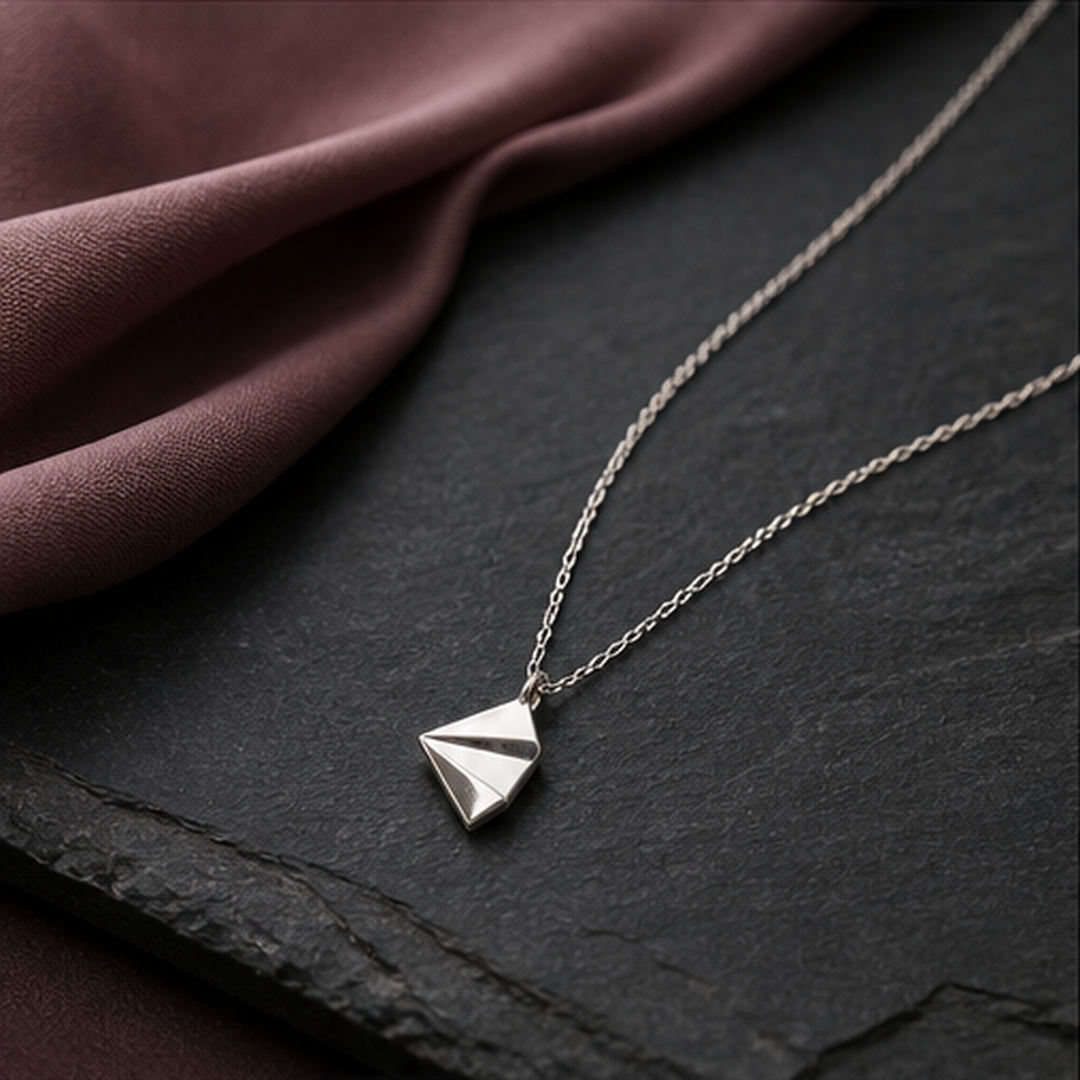 Dainty Kite Necklace - 925 Sterling Silver - flat lay - Tarashya Jewels