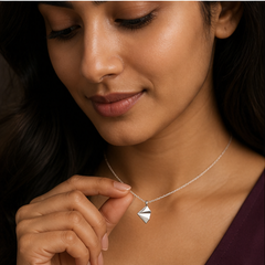 Dainty Kite Necklace - 925 Sterling Silver - on-model detail - Tarashya Jewels