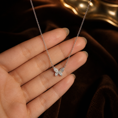 Butterfly Necklace - 925 Sterling Silver - hand-held scale view - Tarashya Jewels