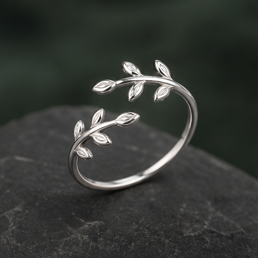 Adjustable Leaf Ring - 925 Sterling Silver - primary product image - Tarashya Jewels