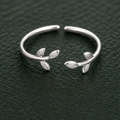 Adjustable Leaf Ring - 925 Sterling Silver - flat lay - Tarashya Jewels