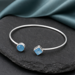 Adjustable Ball Cuff Bracelet - 925 Sterling Silver - flat lay - Tarashya Jewels