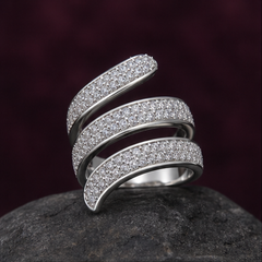 Spiral Pavé Ring - 925 Sterling Silver - primary product image - Tarashya Jewels