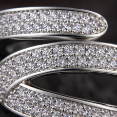 Spiral Pavé Ring - 925 Sterling Silver - close-up detail - Tarashya Jewels