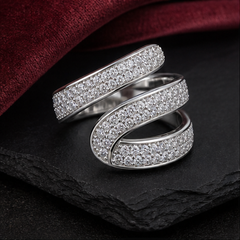 Spiral Pavé Ring - 925 Sterling Silver - flat lay - Tarashya Jewels