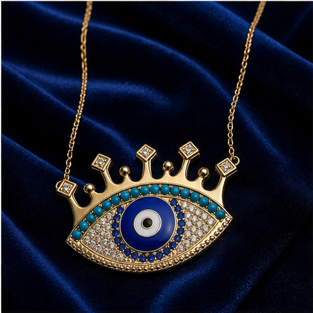 Evil Eye Pendant Necklace - Brass - primary product image - Tarashya Jewels