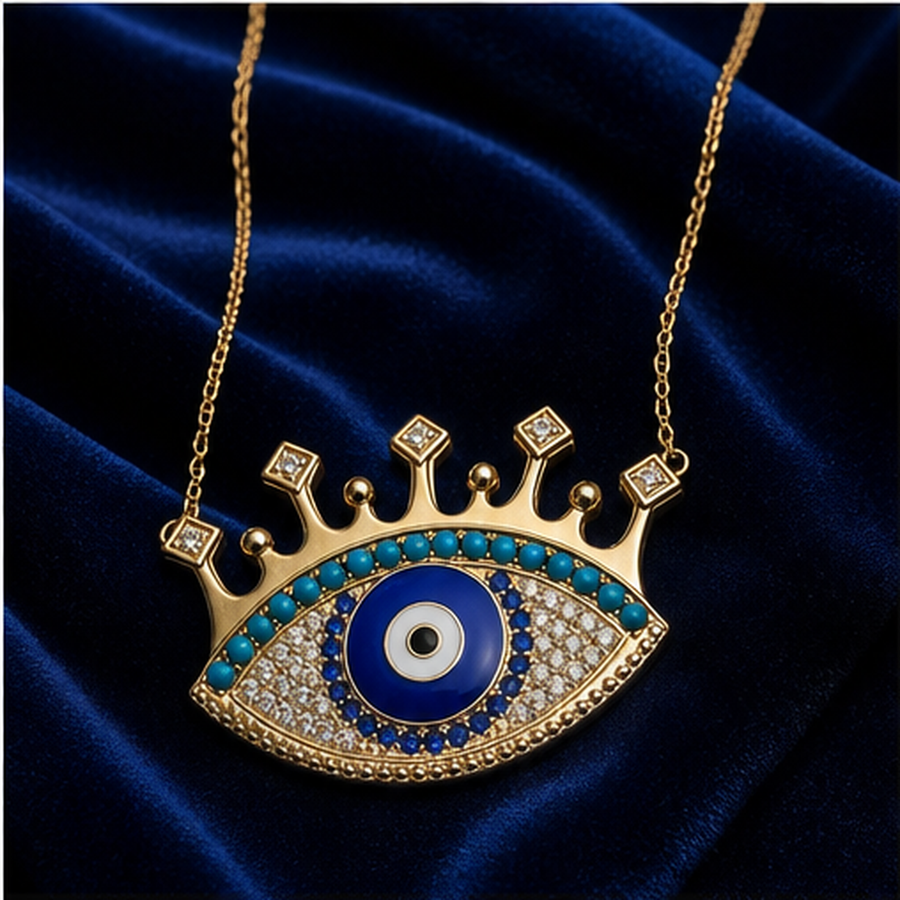 Evil Eye Pendant Necklace - Brass - primary product image - Tarashya Jewels