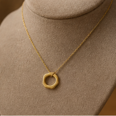 Eternity Pendant Necklace - Brass - angled product view - Tarashya Jewels