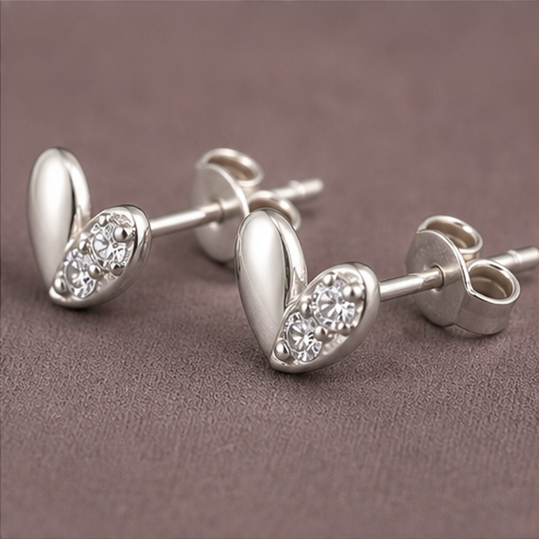 Butterfly Stud Earrings - 925 Sterling Silver - angled product view - Tarashya Jewels