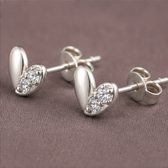Butterfly Stud Earrings - 925 Sterling Silver - angled product view - Tarashya Jewels