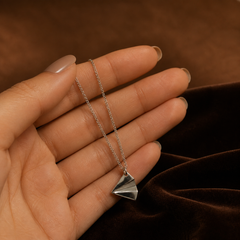 Aeroplane Necklace - 925 Sterling Silver - on-model detail - Tarashya Jewels