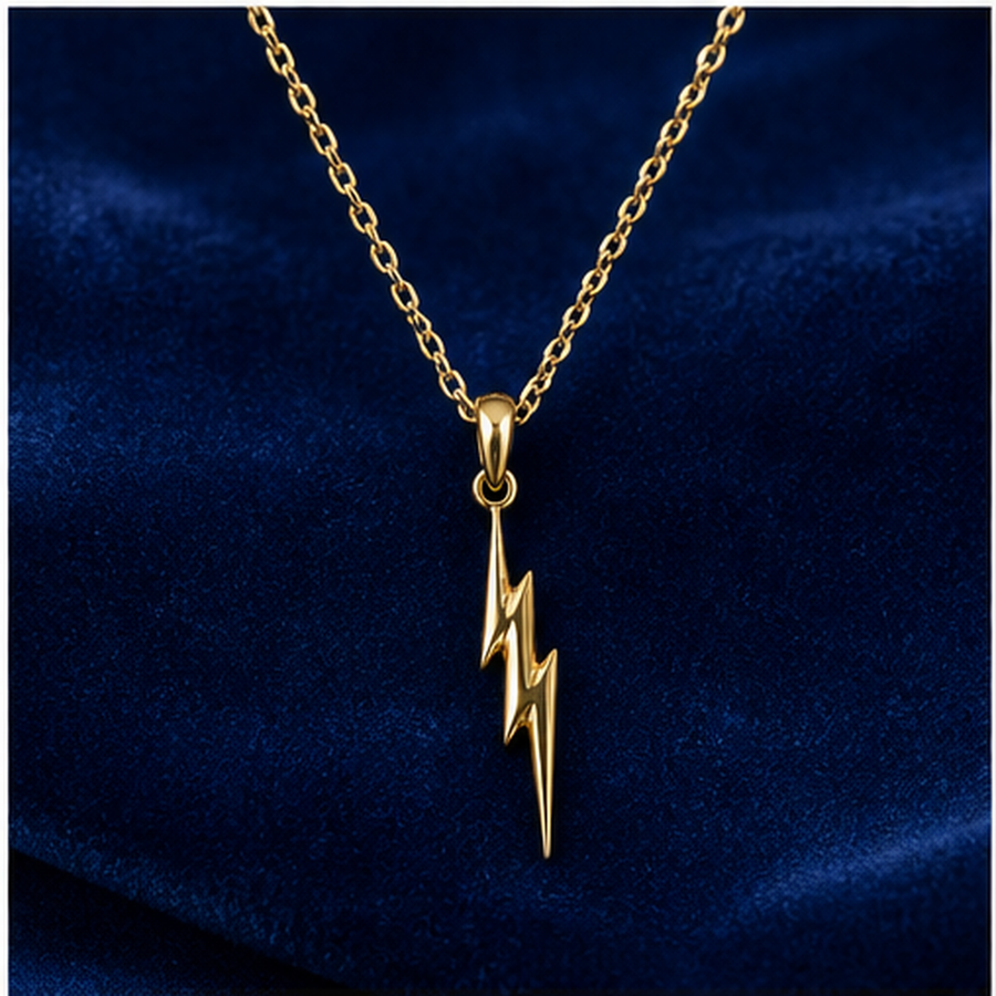 Lightning Bolt Necklace - Brass - primary product image - Tarashya Jewels