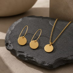 Button Necklace & Earring Set - 925 Sterling Silver - primary product image - Tarashya Jewels
