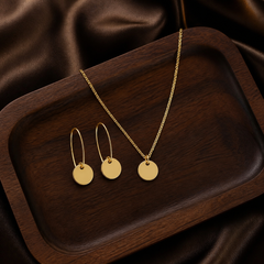 Button Necklace & Earring Set - 925 Sterling Silver - flat lay - Tarashya Jewels