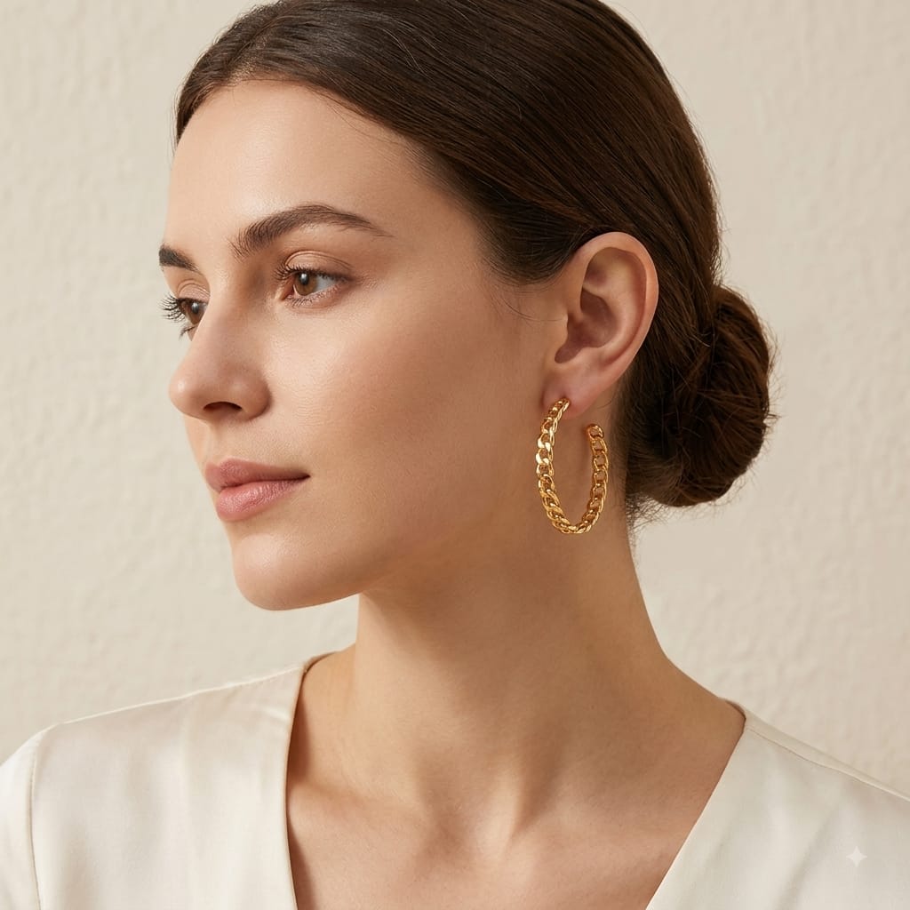 45 mm Cuban Hoop Earrings - Gold-Plated Brass
