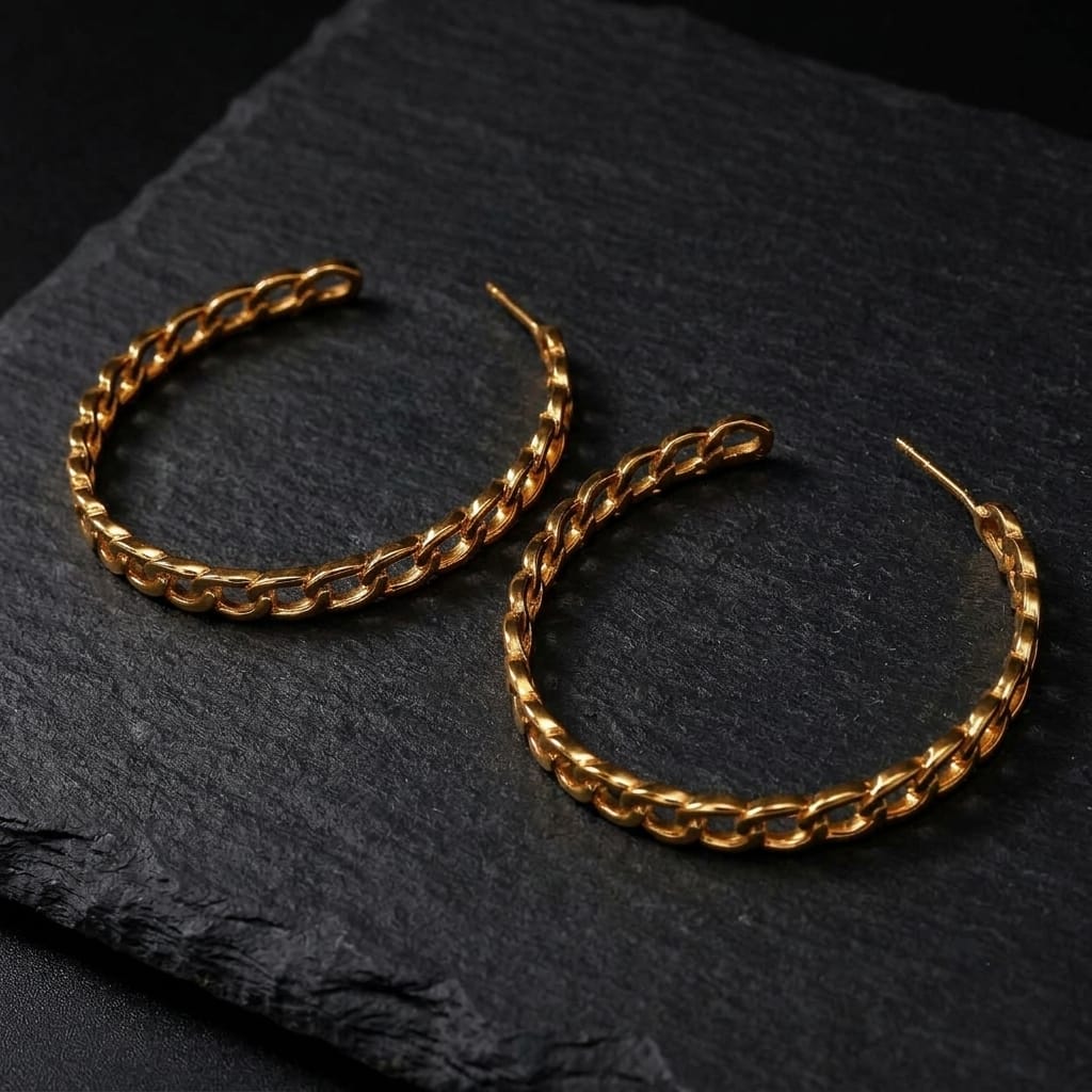 45 mm Cuban Hoop Earrings - Gold-Plated Brass